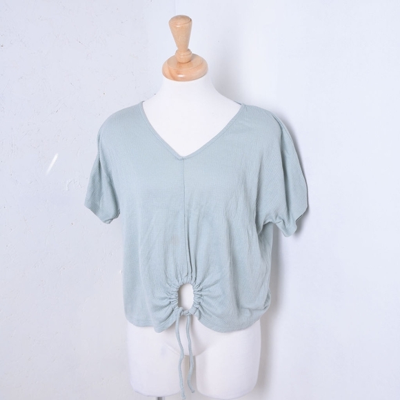 Pink Rose | Mint green womans t shirt with key hoke tie up - Picture 12 of 12